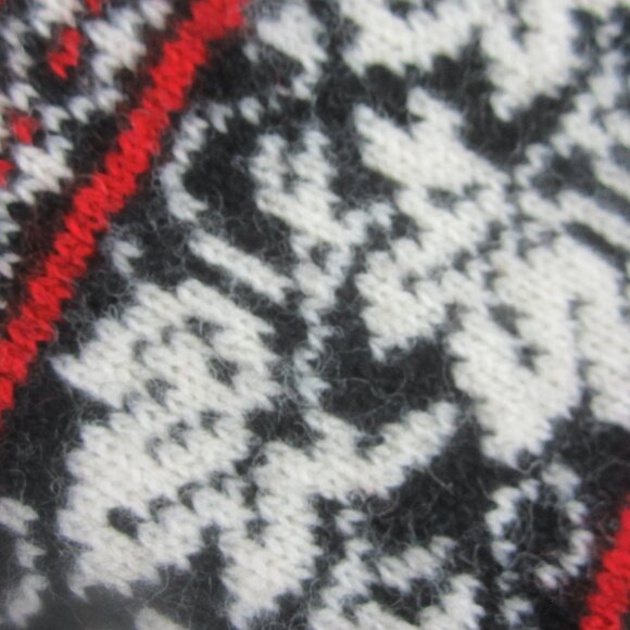 Vtg Cambridge Dry Goods Womens L Black Red Nordic 100% Wool Cardigan Sweater - Picture 7 of 9